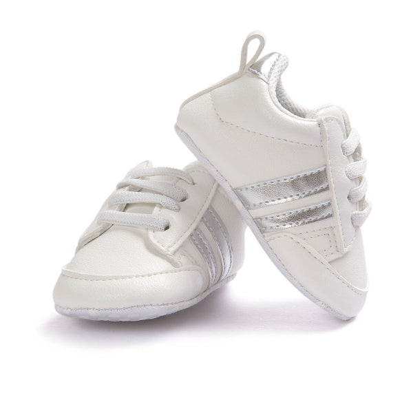 Infant Mocassins White and Silver