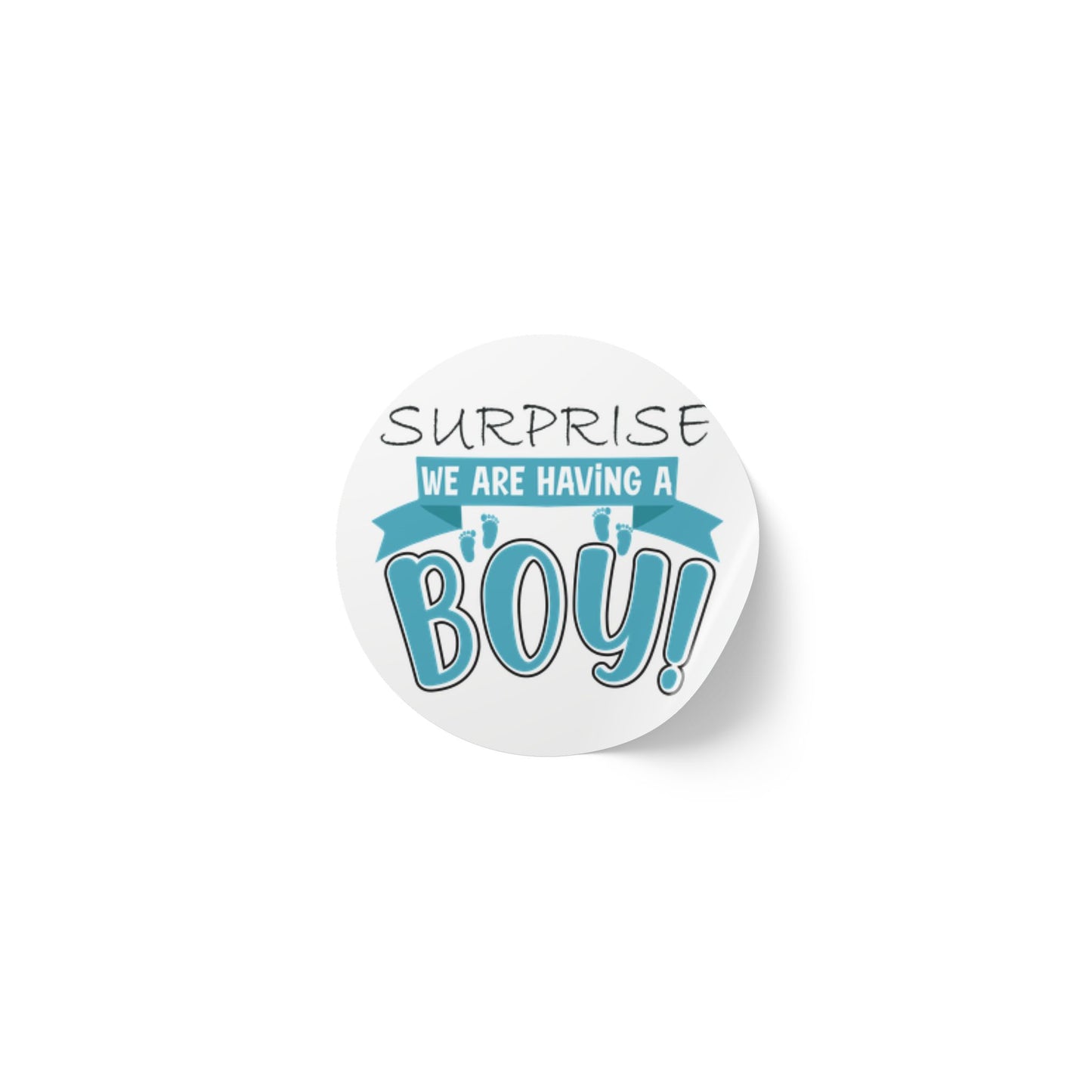 Surprise, It's a Boy! Round Sticker Rolls