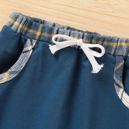 Trendy Toddler Baby Boy Plaid Hoodie Sweatshirt and Pants Set